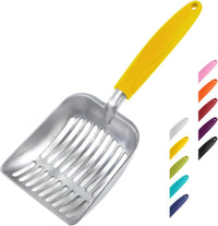 Cat Litter Scoop, Aluminum Alloy Sifter, Kitty Metal Scooper - Small / FLAT Aluminum \ #04 Yellow Handle