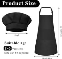 Kids Apron and Chef Hat Set Adjustable Child Art Aprons with 2 - B-black / Small - image 2