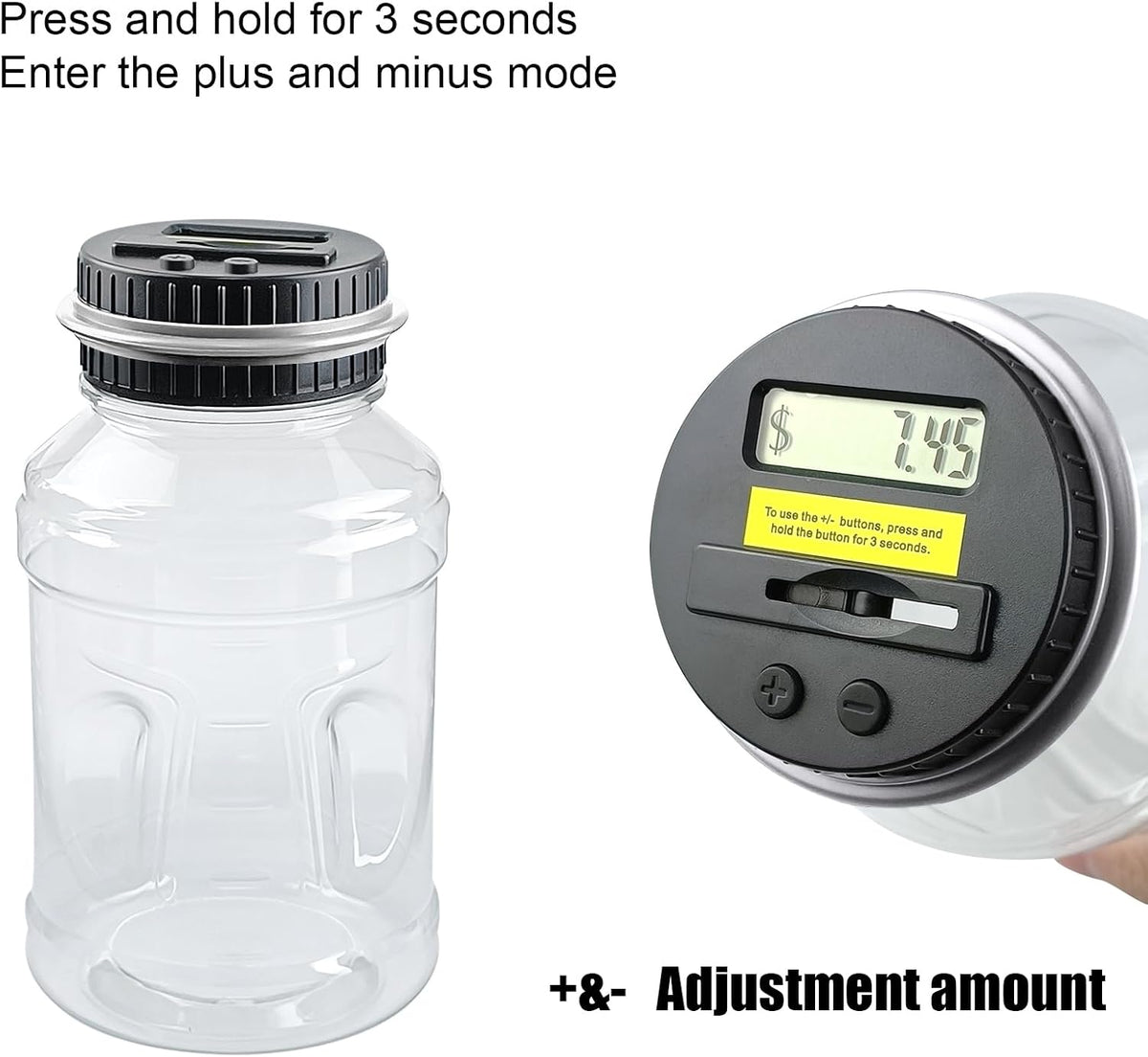 Large Piggy Banks for Adults, Digital Counting Money Jar - Sliver - image 4