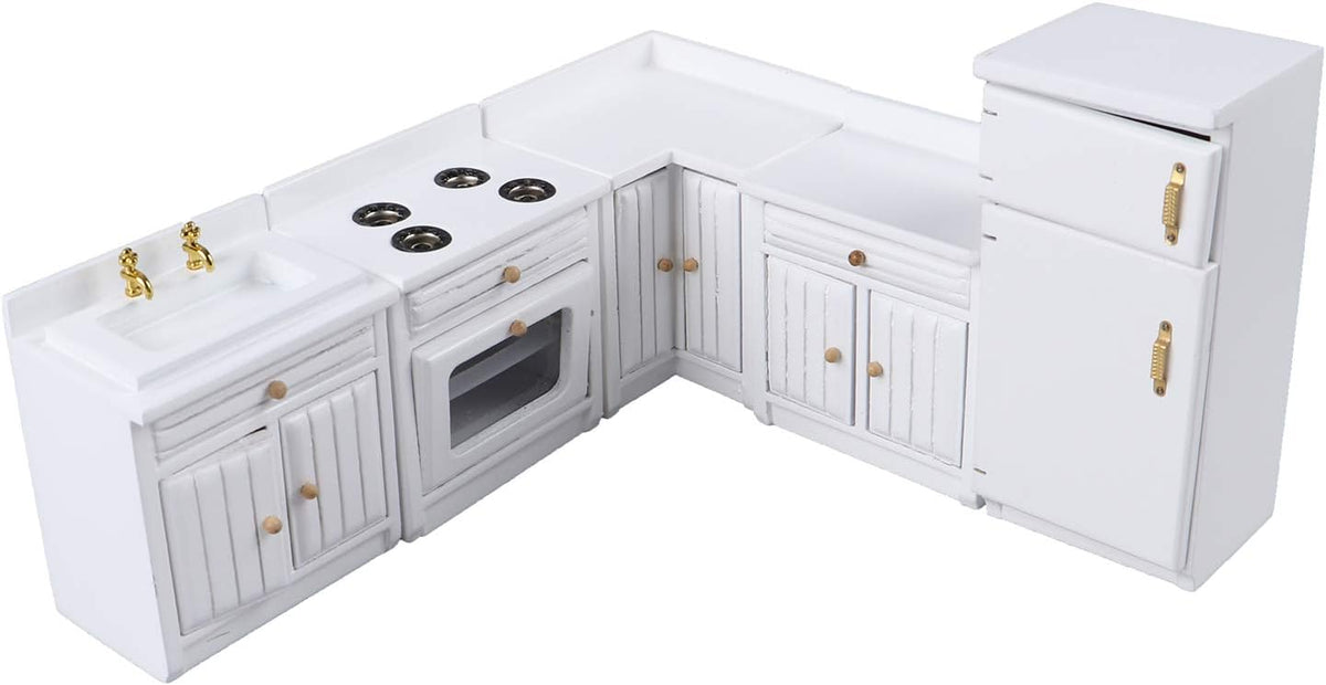 1:12 Scale Dollhouse Kitchen Furniture Set, Fridge, Sink - C