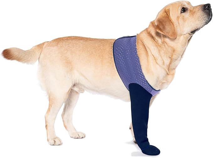 COODEO Dog Socks to Prevent Licking Paws, Healing Boots & Paw Protectors with Non-Slip Bottoms for Wound Protection, Waterproof Sleeve Shoes for Licking（Purple，M_Right