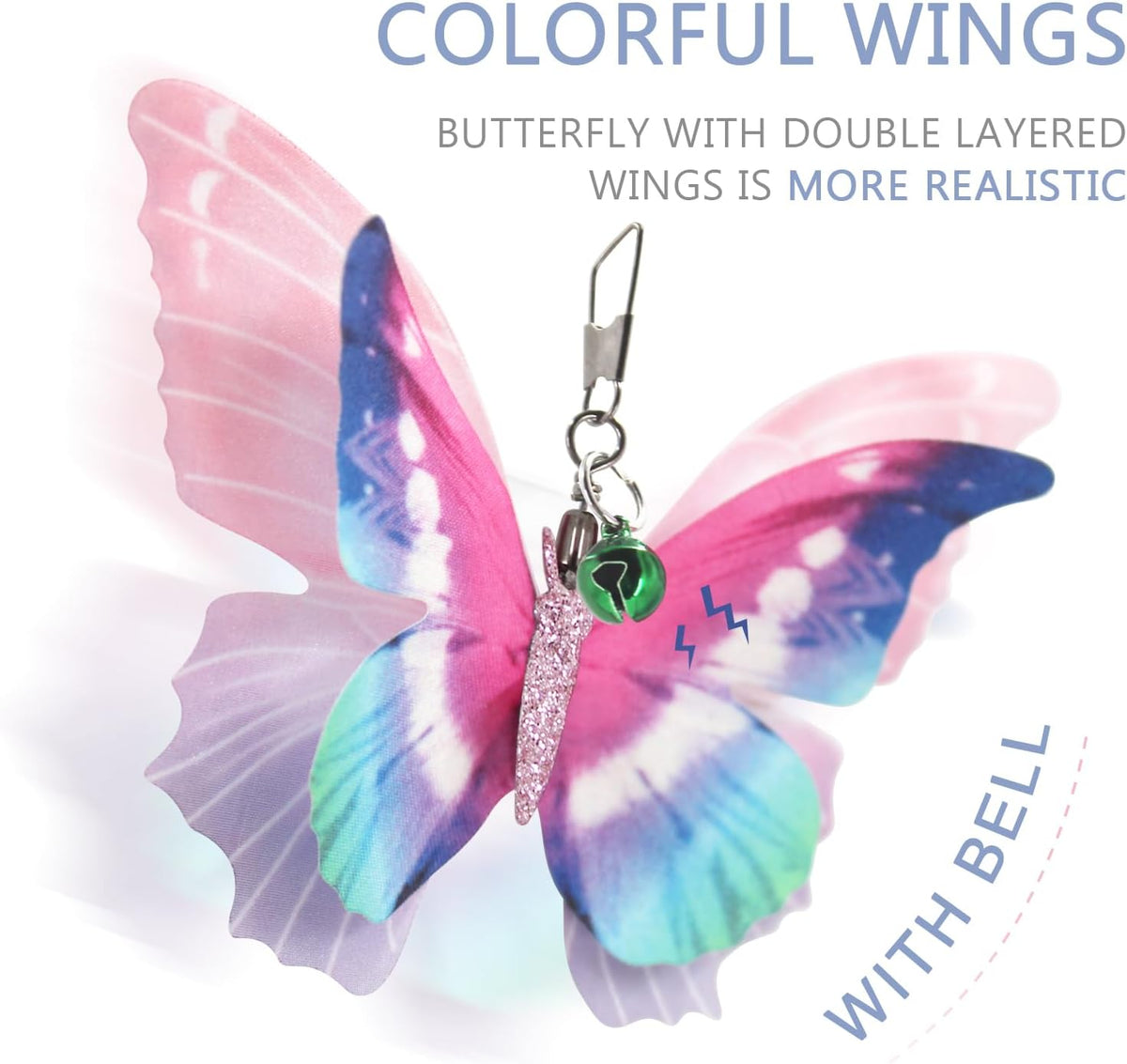 SONGWAY Cat Toy Wand Replacement, Cat Feather Toy Refills - Butterfly - image 3