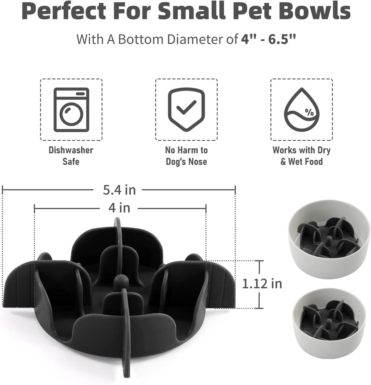 Jaoul Slow Feeder Dog Bowls Insert - Cuttable Small(5.4 inch) / Black - image 3