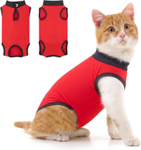 Cat Recovery Suit for Abdominal Wounds Cat Onesie After Surgery Female – Essentials for Cats - Red / Small