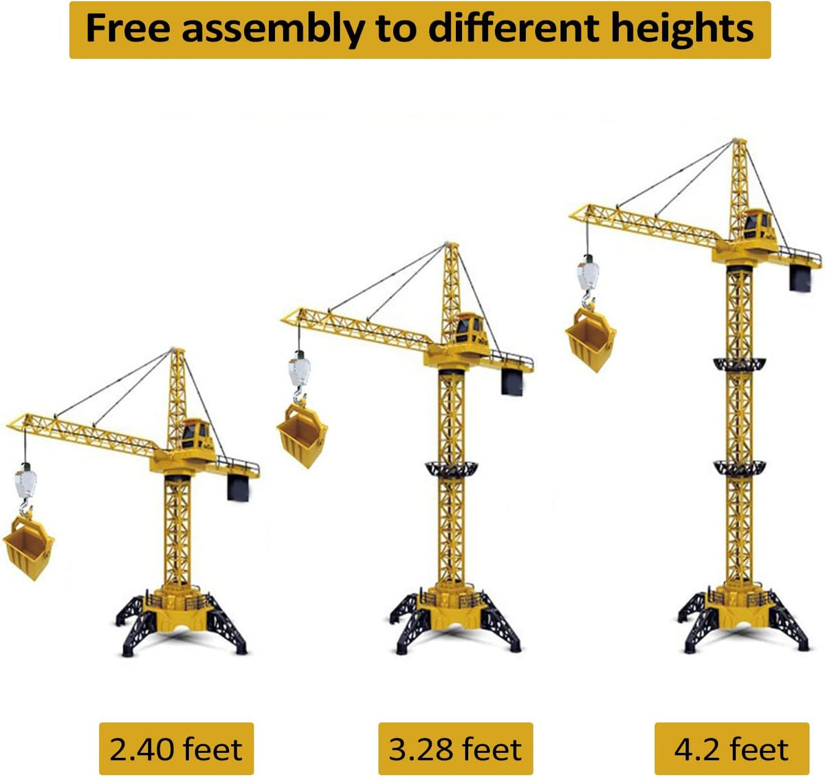 KNACKTOYZ 6 channel remote control tower crane toy with LED lights, adjustable to 50.4 inches - view 2