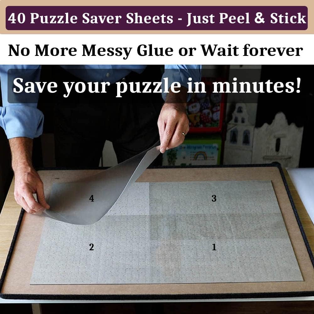 Puzzle Glue Sheets Clear Extra Large Puzzle Saver Peel and Stick - 40 Sheets - image 2
