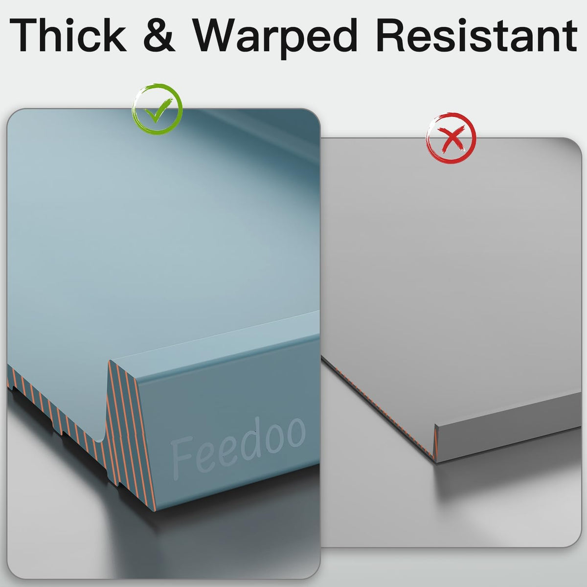 Feedoo Pet Feeding Mat [Warped Resistant Raised Edge] - 18.5"L x 11.5"W / Blue - image 2