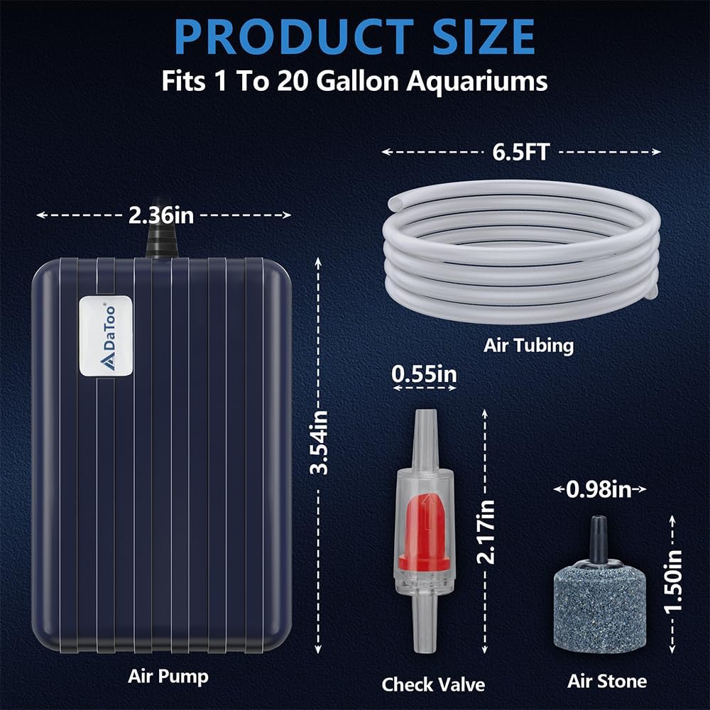 DaToo Aquarium Air Pump Compact Fish Tank Air Pump Quiet Aquarium - image 2