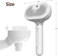 L&W BROS. Steam Grooming Brush for Shedding and Detangling – Self-Cleaning Steamy Pet Brush with Mist Spray for Long-Haired Cats and Small Dogs (White)