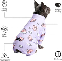 Spark Paws Dog Pajamas - Stretch Onesie Recovery Full Leg Surgery Suit PJS – Essentials for Dogs - When Pigs Fly - Purple / 3XL - image 4