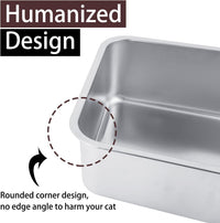 Stainless Steel Cat Litter Box 17"x13"x5.1" – Daily Care for Cats - 17"L x 13"W x 5.1"H - image 4