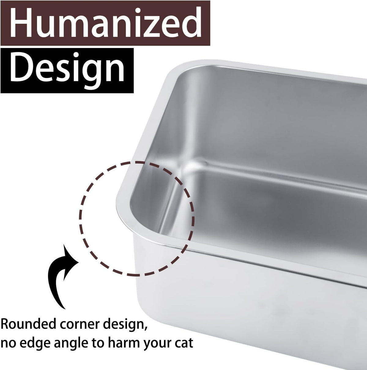 Stainless Steel Cat Litter Box 17"x13"x5.1" – Daily Care for Cats - 17"L x 13"W x 5.1"H - image 4