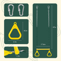 LadyRosian trapeze swing bar with plastic gym rings and two 47 inch hanging chains - view 10