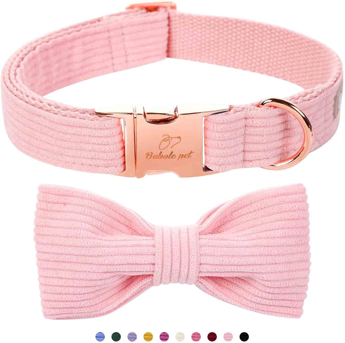 Green Dog Collar with Bow Tie, Christmas Bowtie Dog Collar M – Essentials for Dogs - XL / Pink