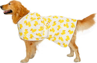 HDE Hooded Dog Bathrobe Quick Dry Towel Wrap for After Bath White - XX-Large / White Rubber Ducks - image 3