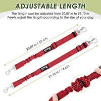 SlowTon Dog Seatbelt, 2 Pack Adjustable Heavy Duty Dog Safety Seat Belt – Essentials for Dogs - Red / Seatbelt Clip + Carabiner - image 4