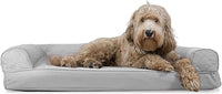 Furhaven Cooling Gel Dog Bed for Large/Medium Dogs w/ Removable Bolsters & Washable Cover, For Dogs Up to 55 lbs - Quilted Sofa - Silver Gray, Large