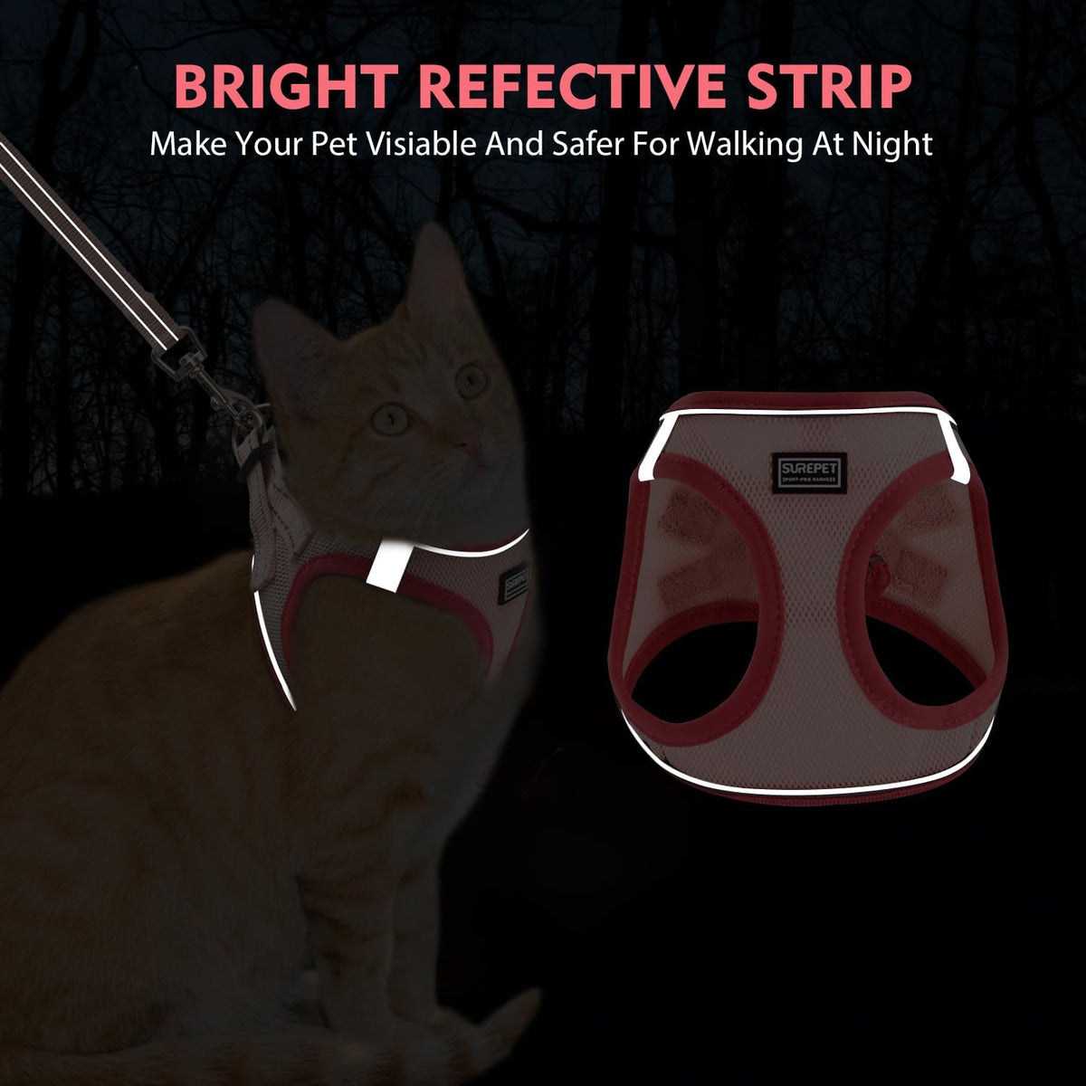 Cat Harness and Leash Set - M (Chest:15.5''-17'') / Purple - image 3