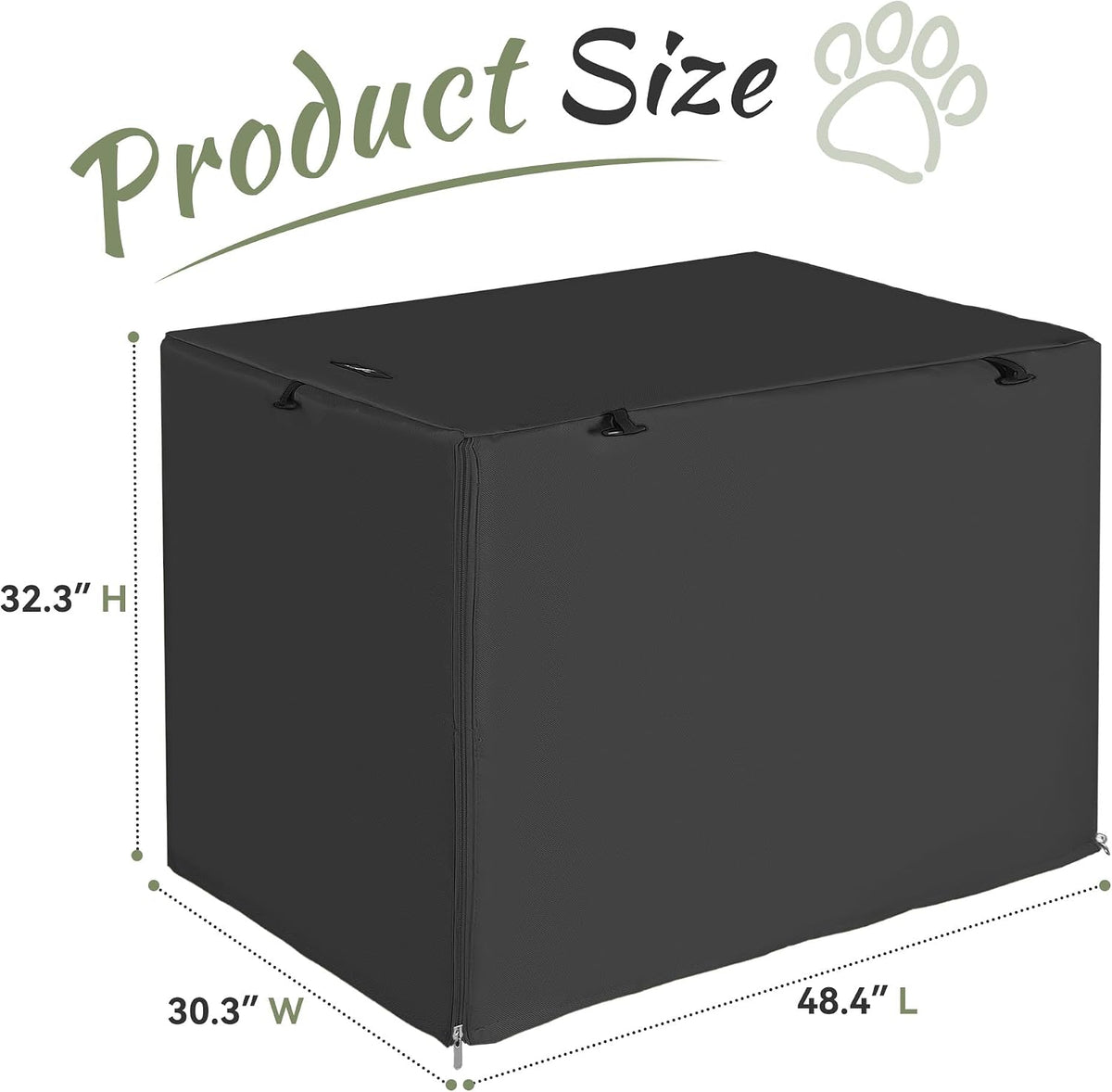 Akinerri Dog Crate Cover, Double Door Waterproof Kennel Cover - 48.0"L x 30.3"W x 32.3"H / Black - image 2