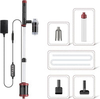 AKKEE Aquarium Vacuum Gravel Cleaner, 36W Fish Tank Gravel Cleaner Vacuum for Water Changer 8 in 1 Multifunctional with Timed Off Waterproof Wash Sand Water Filter Circulation Aquarium Vacuum Cleaner