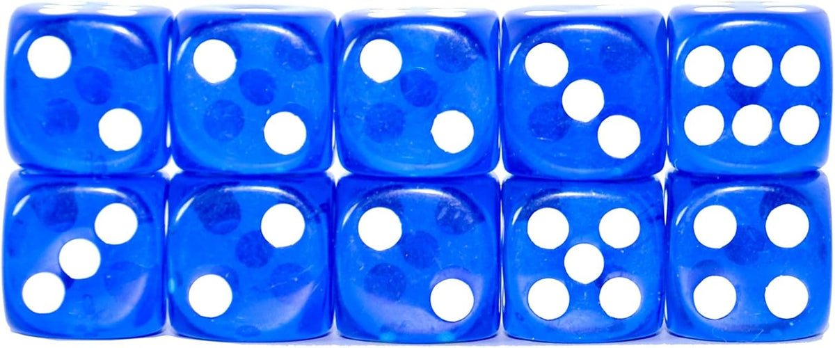 SmartDealsPro 10-Pack D6 Six Sided 16mm Transparent Dice Die for DND - Blue Translucent - image 4