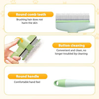 Pet Hair Removal Comb, 2025 New Flea Comb, Multifunctional Grooming Brush for Home Use, Portable Shedding Brush for Pet Owners (Yellow+Green)