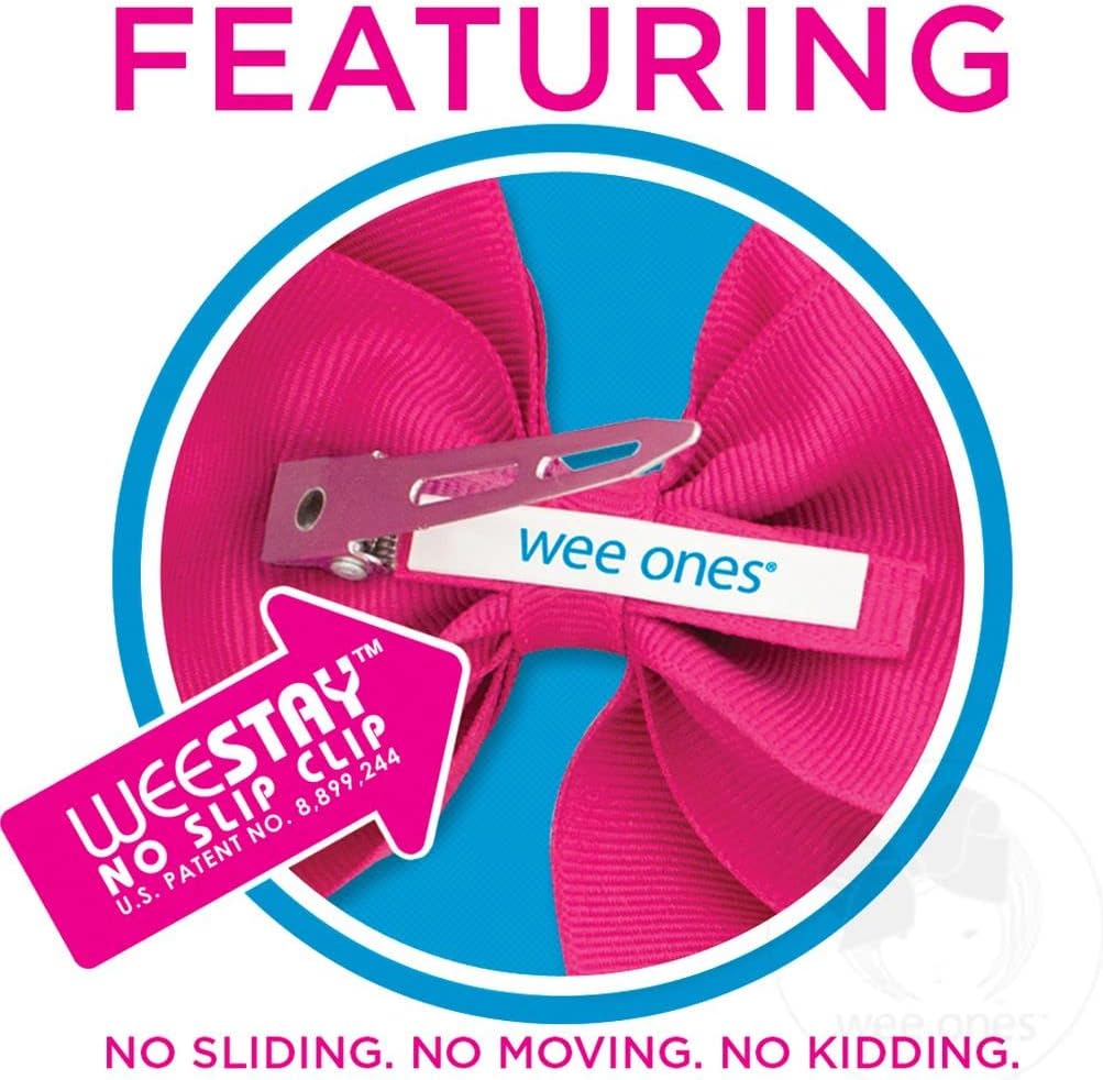 Wee Ones medium smoke blue girls grosgrain hair bow with scalloped edges and no slip clip - view 23
