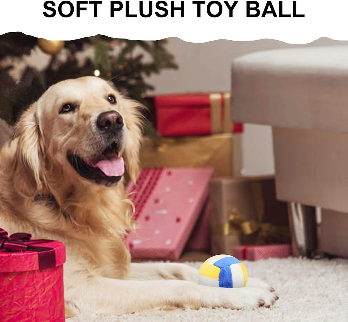 Dog Toys Balls, Chewable Plush Football for Dogs, Soft Pet Ball - Volleyball - image 4
