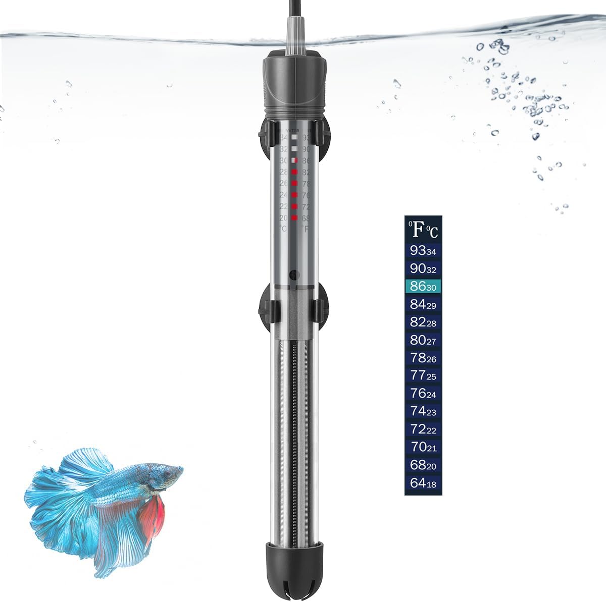 HITOP 50W Adjustable Aquarium Heater - 10.4in-200w