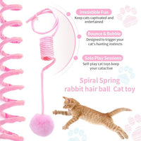 Hanging Plush Cat Toy Ball, Interactive Cat Toys for Indoor Cats with Bell, Cat Springs to Keep Them Busy/Reduce Boredom, 80 Inch-Upgraded (Blue+Pink)