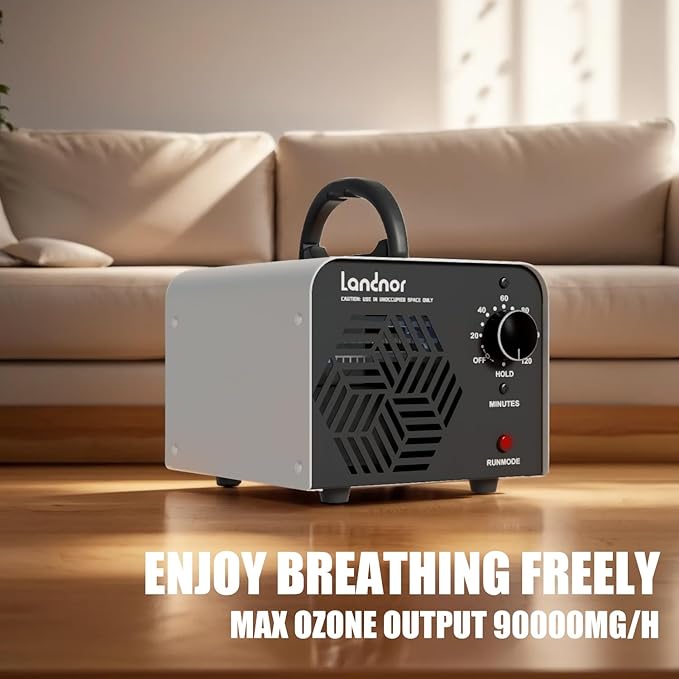 Ozone Generator 90,000mg/h, Ozone Air Purifier Deodorizer for Areas of 6,000 Square Feet, Efficient odor removal for Home, Basement, Smoke, Pet Room,Factory,Mall