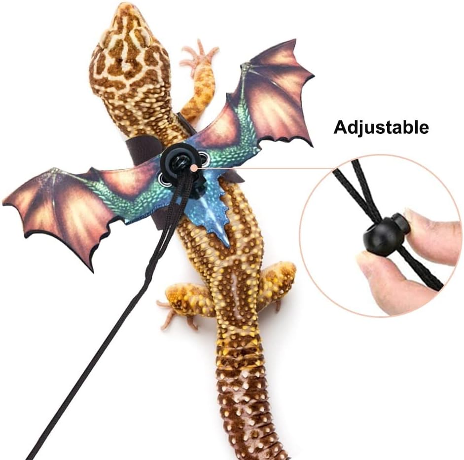 Bearded Dragon Leash, Adjustable Portable Reptile Leash with Cool Wings for Gecko, Bearded Dragon - image 2