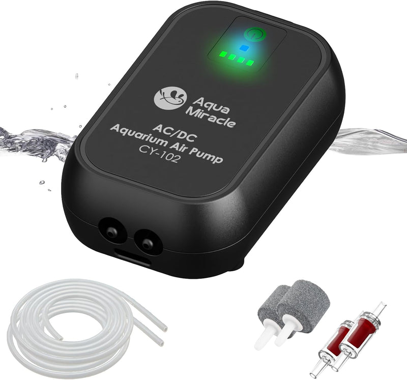 AquaMiracle USB Aquarium Air Pump Rechargeable Aerator for Bait Bucket - Black(For Tanks up to 120Gal)