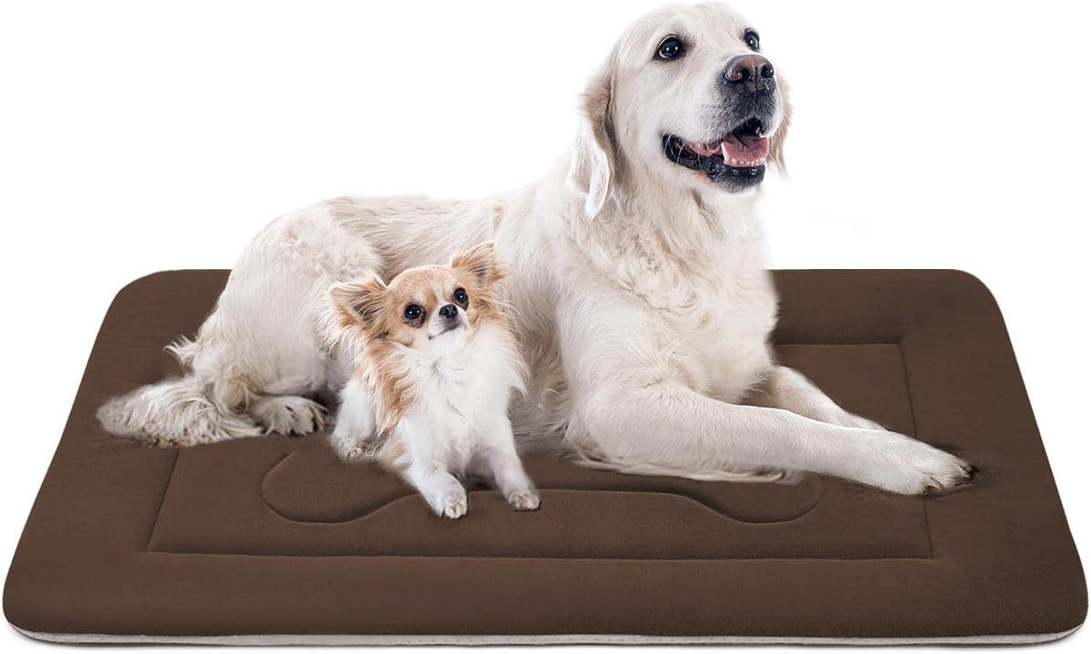 Large Dog Bed Soft Dog Crate Pad Mat 42 in Non-Slip Bottom Washable - 48.0"L x 30.0"W x 1.2"Th / Dark Brown