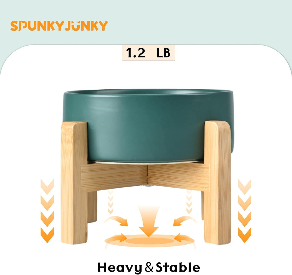 SPUNKYJUNKY Ceramic Elevated Dog Bowls 2 Pack - Small - 1.7 CUPS*2 / Green - image 3