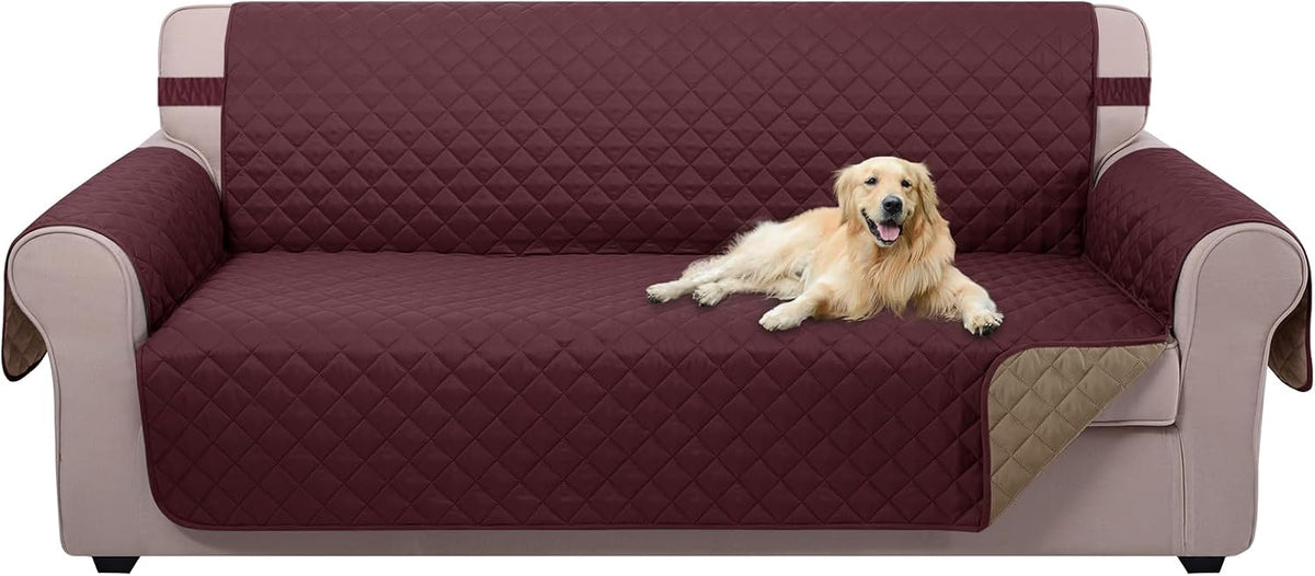 U-NICE HOME Loveseat Sofa Cover for 2 Cushion Couch, Dark Grey – Essentials for Pets - Burgundy/Tan / 78"sofa Xl - Xl Large