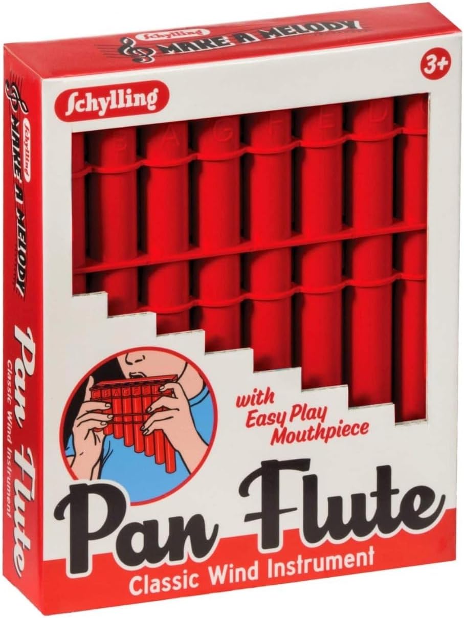 Schylling kids pan flute, plastic pan pipes with embossed note names