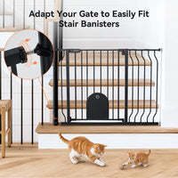 COMOMY 29.5-43.7" Pet Gate with Adjustable Cat Door for Stairs - Black / 43.7" Wide x 30" Tall - image 3