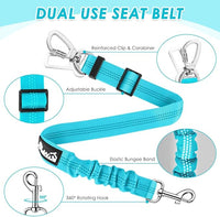 Lukovee Dog Seat Belt for Car, Adjustable Dog Car Harness for Large Medium Small Dogs, Soft Padded & Breathable Mesh Dog Seatbelt with Car Strap and Carabiner(Light Blue Double Clip,XXX-Small)