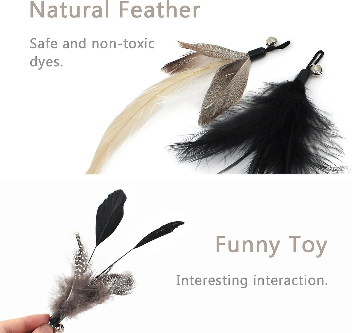 SONGWAY Interactive Cat Feather Toy Set - Black - image 3