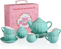 Sweejar porcelain tea set for little girls in pumpkin shape with teapot, cups and saucers - view 5