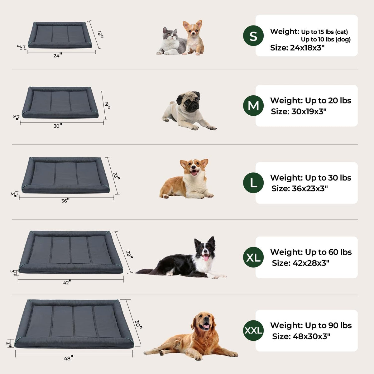 BALANCE Oxford Dog Bed for Large Dogs - 42.0"L x 28.0"W x 3.0"Th - image 3