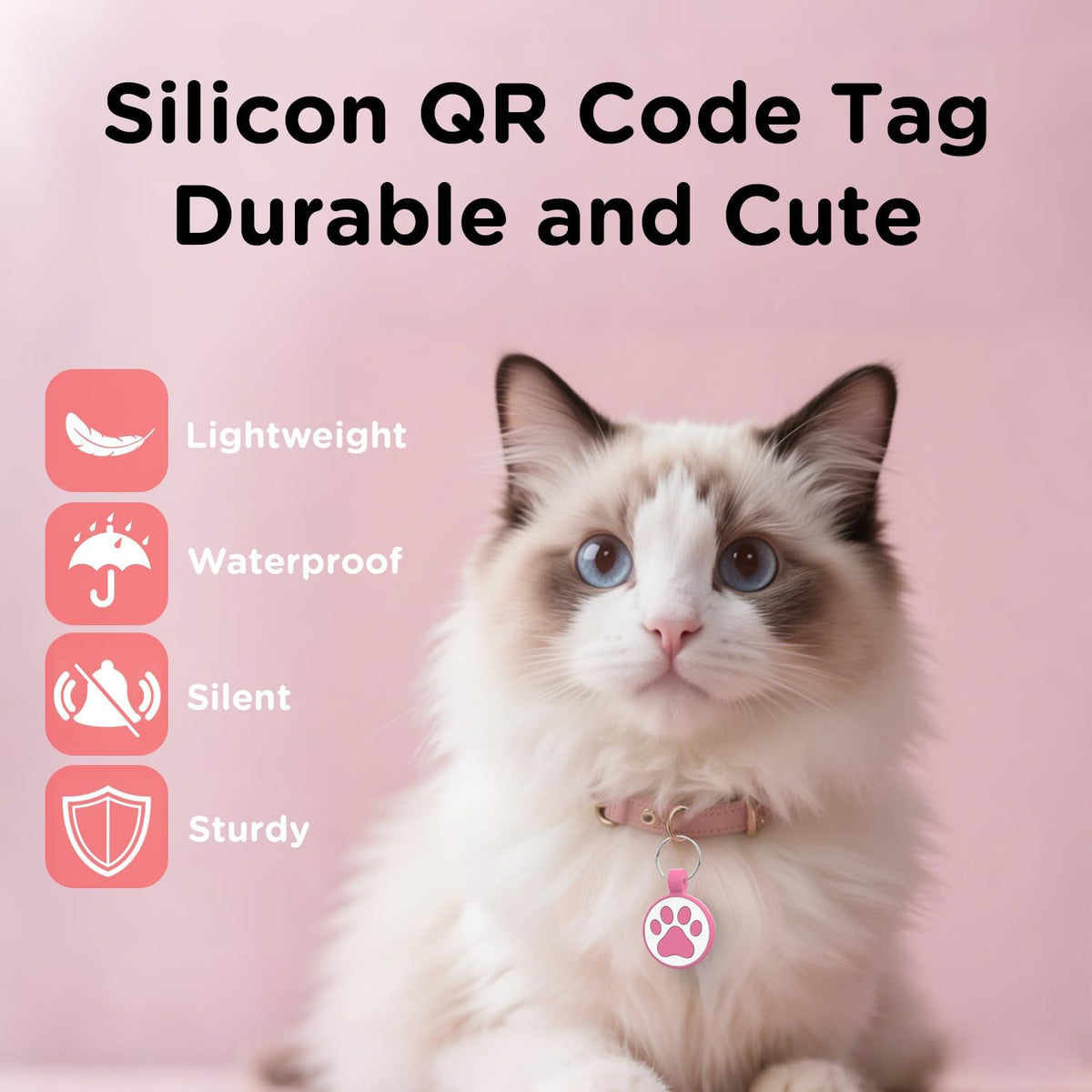Personalized Dog Tag, Laser Engraving QR Code - Small Breeds - 1" / Rose - image 2