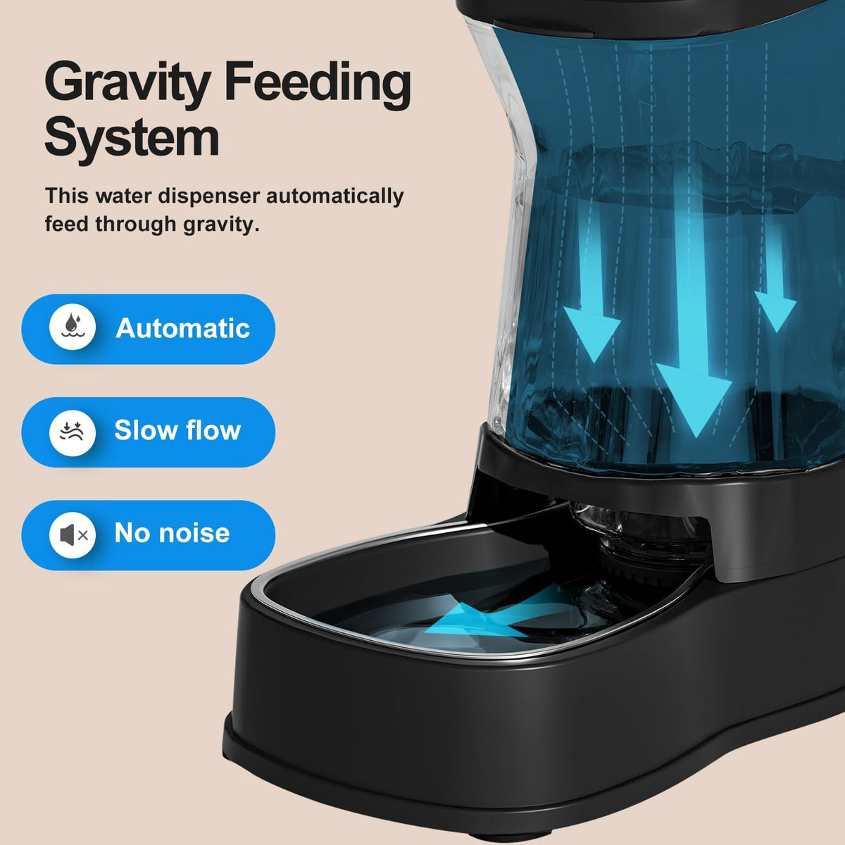 Automatic Dog Water Dispenser, Stainless Steel Bowls Feeder - Black / 2.1 Gallon - image 4
