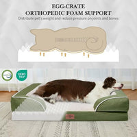 Comfort Expression Orthopedic Bolster Dog Beds Extra Large, XL Dog Beds Waterproof Dogs Beds, Washable Dogs Beds Sofa with Removable Cover & Non-Slip Bottom(X-Large,Light Green)
