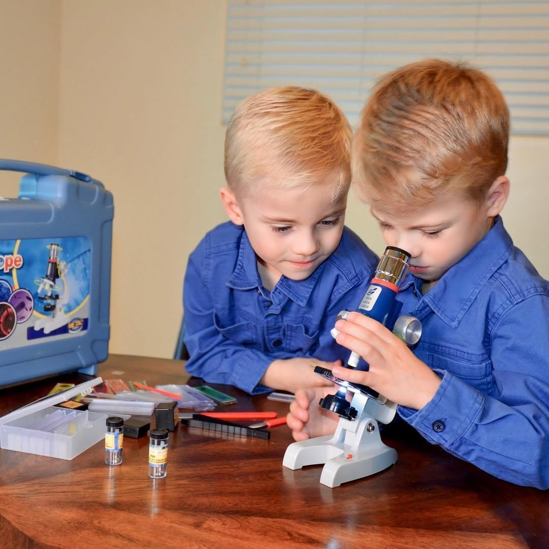 Uarzt 58-Piece Kids Microscope Kit with Carrying Case - Blue - image 2