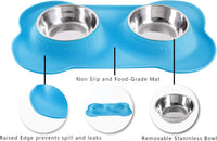 Hubulk Pet Dog Bowls 2 Stainless Steel Dog Bowl with No Spill - Turquoise / Medium - image 3