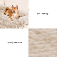 FUNNY FUZZY Pet Fluffy Plush Calming Dog Couch Bed Sofa Protector Washable Pets Mat for Large Medium Small Dogs and Cats (Coffee,47.24 × 37.4 × 6.3 in)