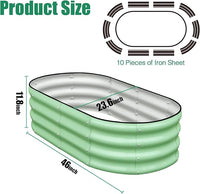 SnugNiture Galvanized Raised Garden Bed Outdoor, 2 Pcs 4x2x1ft Oval Metal Planter Box for Planting Plants Vegetables, Green