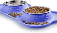 Hubulk Pet Dog Bowls 2 Stainless Steel Dog Bowl with No Spill - Purple / Large - image 2